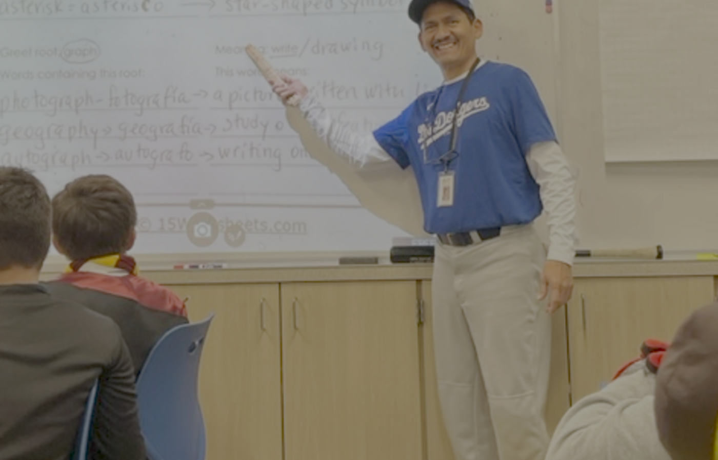 Juan Olazaran teaching in his classroom